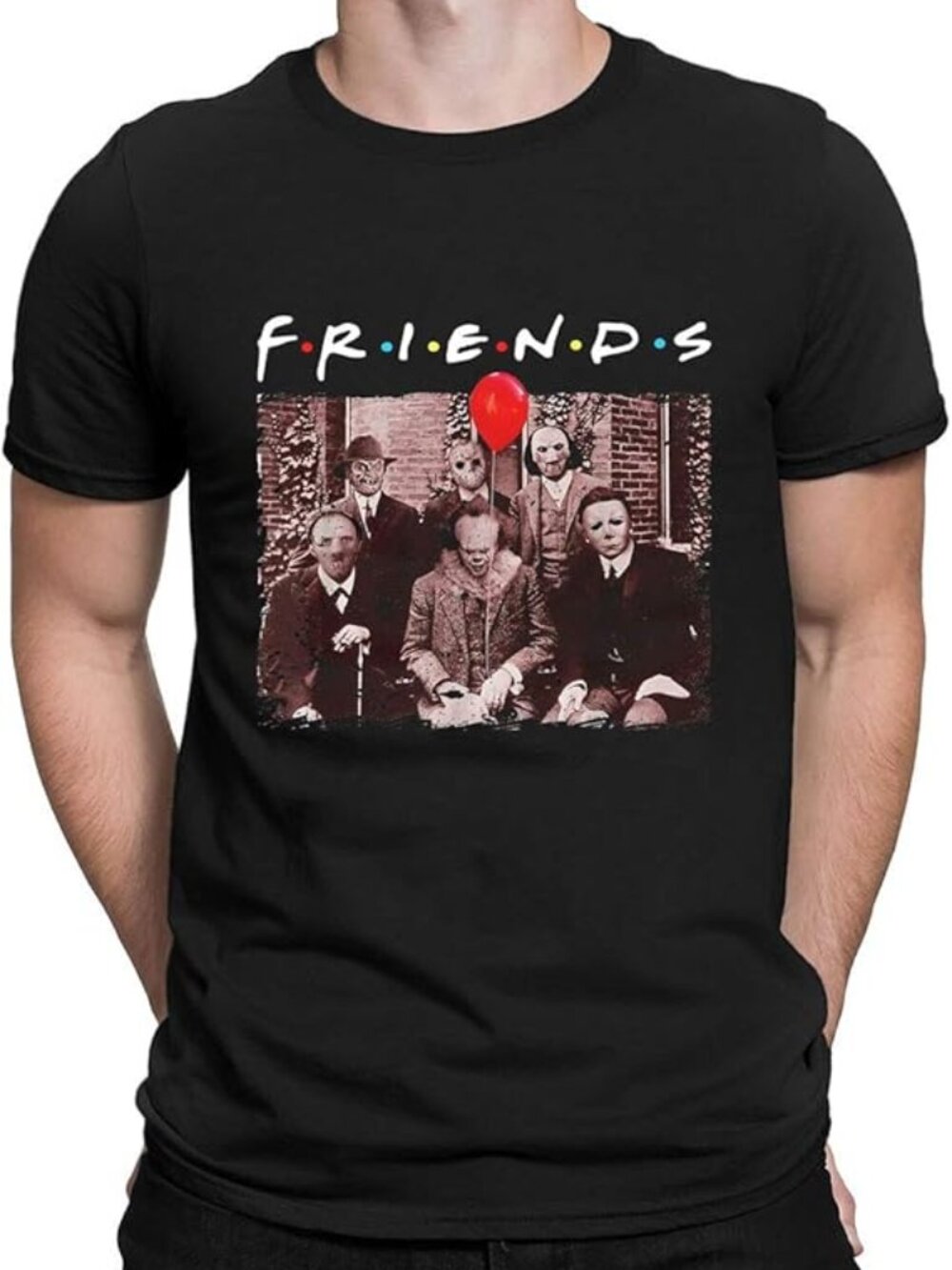 Horror Friends Halloween Shirts for Men Funny Scary Graphic T Shirt